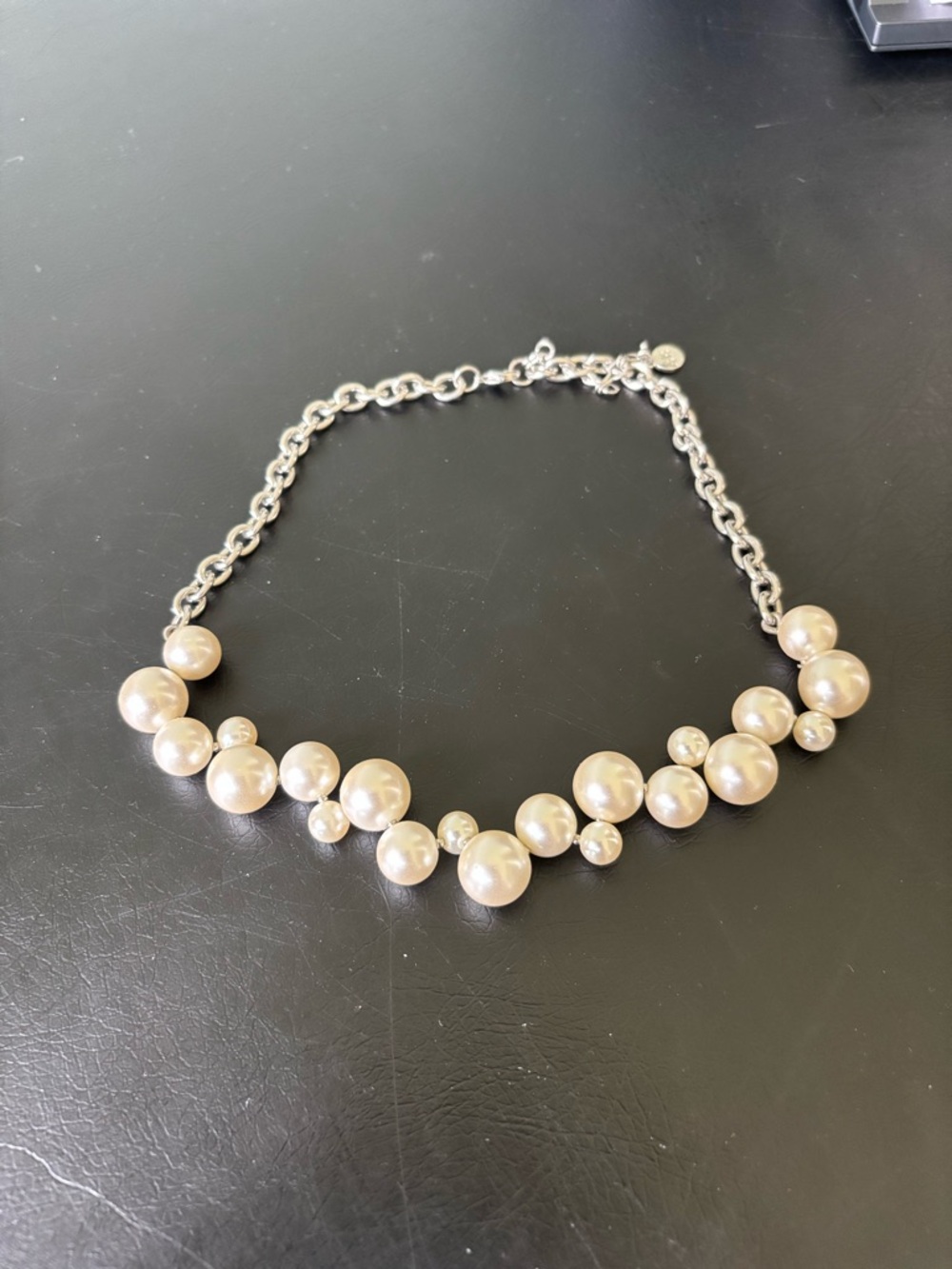 Anne Klein Silver-Tone Necklace with Cream Pearl Clusters